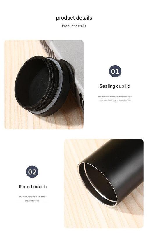 White Sleek Insulated Stainless Steel Coffee Tumbler Set (400ml & 500ml) - One-Touch Lid Travel Mugs.