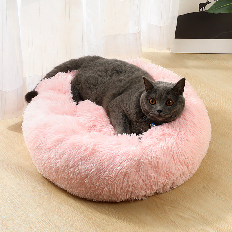 Tie-dye Baby Brown 50cm Cozy Round Pet Bed - Plush Cat & Dog Bed with Non-Slip Base, Machine Washable