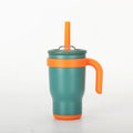 Green 14oz Insulated Tumbler with Handle & Straw - 304 Stainless Steel Car Cup (Contrast Color).