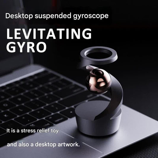 Desktop Levitating Gyro,Magnetic Floating Desk Toy for Stress Relief, Elegant Design-silver.