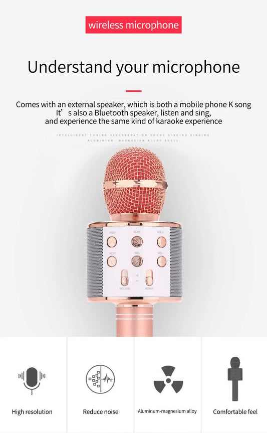 Black Bluetooth 5.0 Karaoke Microphone for Family Entertainment.