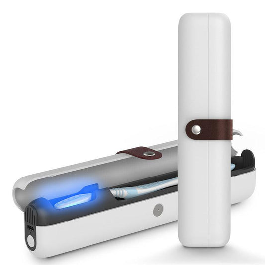 Travel UVC Toothbrush Sanitizer Box - Magnetic Closure, Rechargeable.