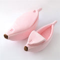 Pink Cozy Banana Peel Pet Bed - Plush & Warm Cave House for Cats & Small Dogs (Medium)
