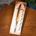 Sword Plume Gold European Dip Feather Quill Pen Set - 2-Piece Retro Business Gift Box with 5 Nib Sizes.