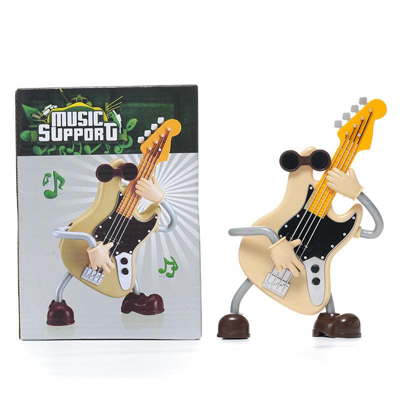 Dancing Musical Instrument Figurines - Wind-Up Guitar & Cello Toys with Moving Parts(Guitar).