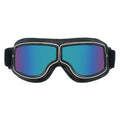 Retro Motorcycle Goggles - Windproof, UV400 Protection, Anti-Impact PC Lenses with Leather Frame(Black leather colored lens)