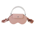 Pink Chic PU Leather Crossbody Storage Bag for Apple AirPods Max - Protective Case with Ruched Fabric Strap & Top Handle