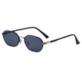 Blue Lenses Chic Oval Sunglasses for Women - UV400 Protection Lightweight Metal Frame, Comfortable Design.