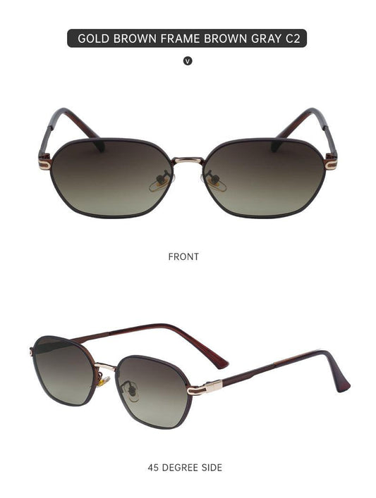 Dark Green Gradient Lenses Chic Oval Sunglasses for Women - UV400 Protection Lightweight Metal Frame, Comfortable Design.