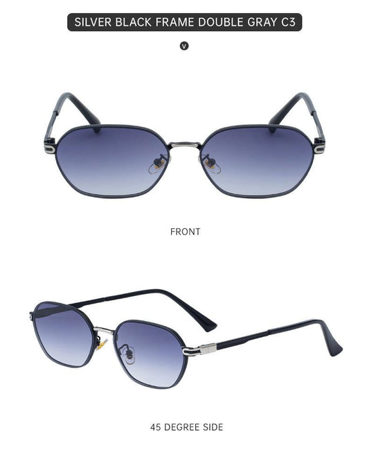 Blue Gradient Lenses Chic Oval Sunglasses for Women - UV400 Protection Lightweight Metal Frame, Comfortable Design.