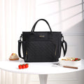 Black Chic Insulated Lunch Tote Bag - 11L Large Capacity Cooler for Work, Picnic & Travel - Durable Oxford Fabric.