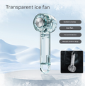 Transparent Green Portable Mini Cooling Fan with Semiconductor Ice Compress - USB-C Rechargeable, 3-Speed Turbine & Transparent Design.