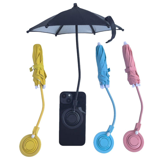 Pink Magnetic Phone Umbrella Sun Shade - Clear Outdoor Screen Visor, Anti-Glare Mini Parasol for iPhone.