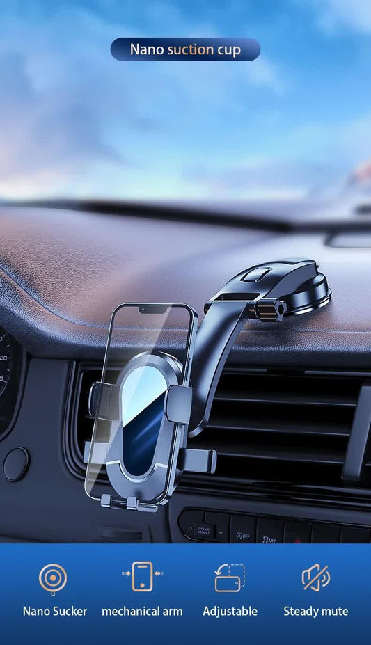 Black Universal Car Phone Mount Holder - 360° Rotation with Upgraded Suction Cup for Dashboard & Windscreen.