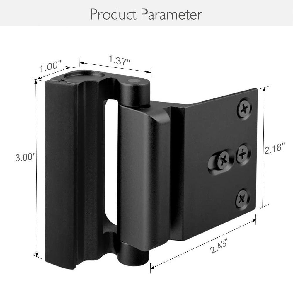 Black Heavy-Duty Hotel Style Security Door Lock - Childproof Door Reinforcement Latch for Home Safety.