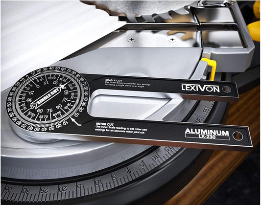 Black Precision 360-Degree Miter Saw Protractor - Aluminum Alloy Angle Finder for Woodworking & Carpentry.