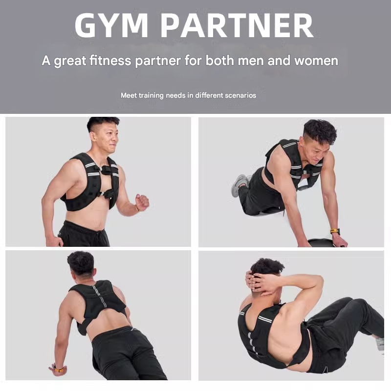 Black Gym Partner Weighted Vest - Adjustable & Reflective for Running, Training & Strength Building(3KG).