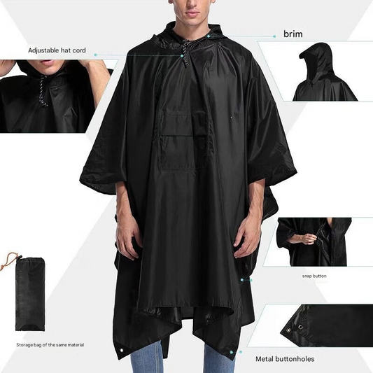 Orange 3-in-1 Multifunctional Outdoor Rain Poncho - Ground Mat & Shelter - Lightweight & Waterproof for Hiking & Camping.