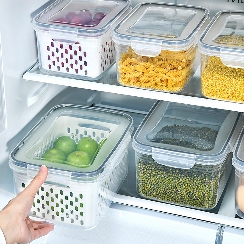 Blue Food-Grade Refrigerator Storage Container Set – Ventilated, Leak-Proof & Microwave-Safe Produce Keeper for Fruits, Vegetables & Meat (3-Piece Set)