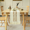 2-PCS Hexagon Bohemian Woven Table Runner with Tassels - Rustic Farmhouse Decor for Dining & Coffee Tables