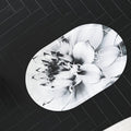 Elegant Floral Print Absorbent Floor Mat - Quick Dry, Non-Slip, Easy Clean Bathroom & Entryway Rug(Water lilies on white background)