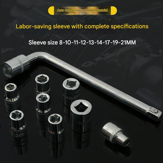 Two 10-piece L-shaped socket wrench sets - 1/2" drive chrome vanadium steel with metric sockets and housings(gray).