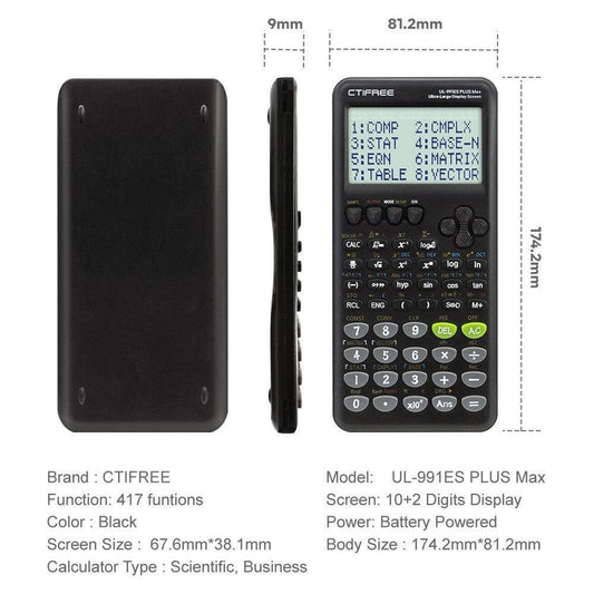 Advanced Scientific Calculator with 417 Functions & Large Natural Textbook Display(silver).