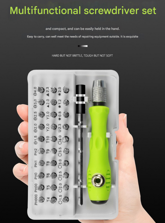Green 32-in-1 Precision Screwdriver Set - Magnetic Repair Tool Kit for Electronics, Phone & PC.