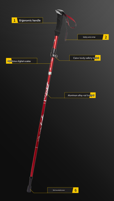 Short Red Ultralight Foldable Hiking Pole - Adjustable Aluminium Trekking Stick with EVA Grip for Outdoor Walking & Climbing.