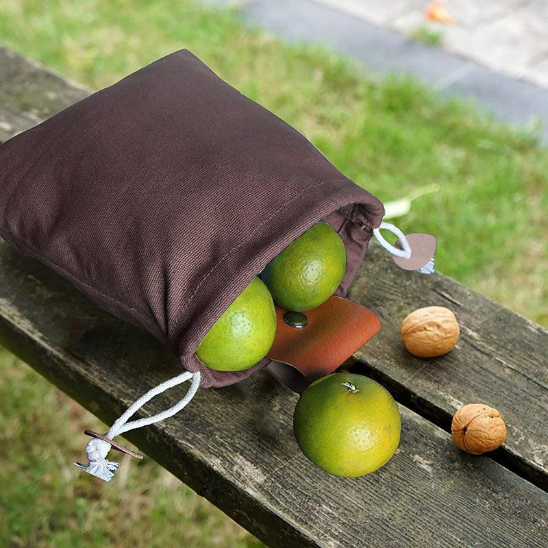 Black Collapsible Canvas Foraging Pouch - Hands-Free Belt Bag for Hiking & Camping Activities.