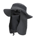 Dark Grey Outdoor Summer Sun Protection Hat with UV Protection Breathable Wide Brim Fisherman Cap for Hiking Cycling Fishing