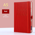 Red 2026 A5 English Daily Planner Notebook 365-Day Schedule Book for Monthly & Annual Planning.