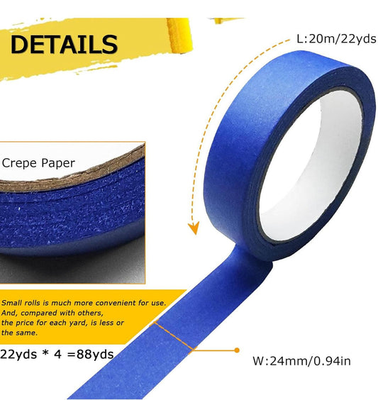 (10-Pack) Professional Blue Painter's Tape - 14-Day Clean Removal, UV Resistant for Crisp Paint Lines.