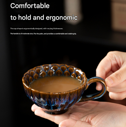 Blue-brown Creative Retro Kiln-Glazed Ceramic Cup - Exquisite Coffee & Afternoon Tea Mug, Home Milk Cup, Unique Gift.