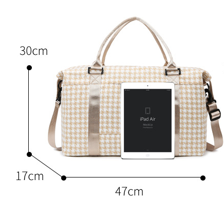 Khaki Expandable Large Capacity Travel Bag - Short Trip Duffle with Trolley Sleeve, Maternity & Gym Storage (47x17x30 cm)