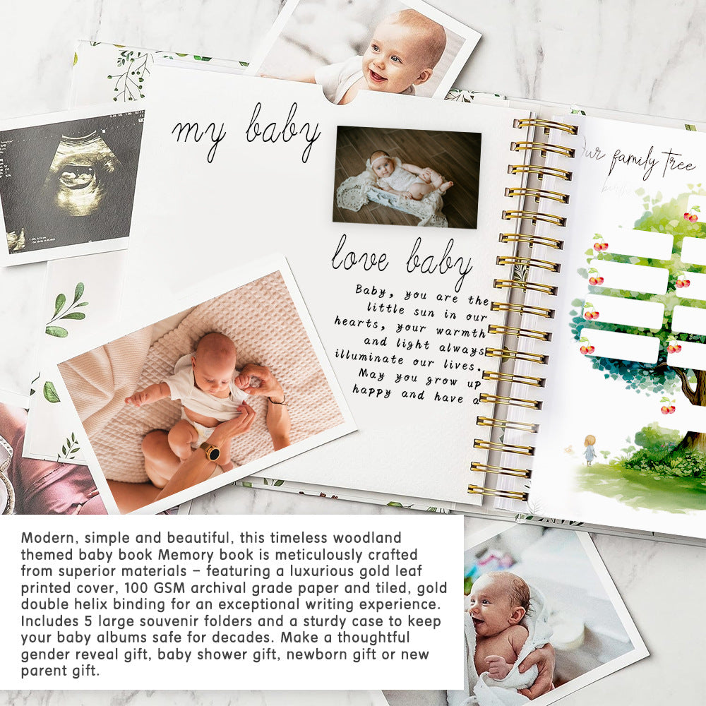Bunny Printed Baby Memory Book with Gift Box Hardcover Milestone Journal Your First Years Story Cute Bunny Theme for Boys Girls Pregnancy to Toddler Keepsake.