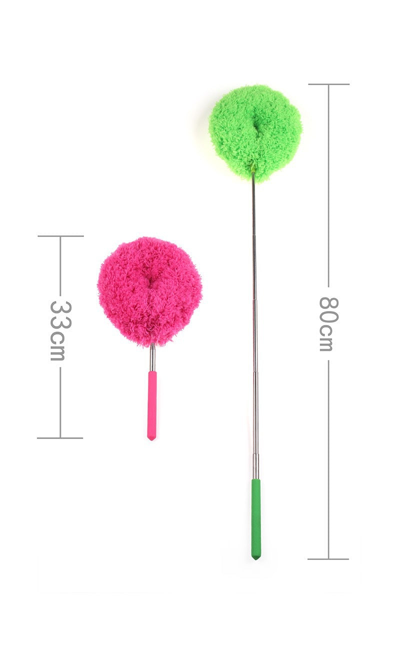 Blue 4 Pack Telescopic Microfiber Duster with Extendable Stainless Steel Pole - Anti-Static Ceiling Fan Cleaning Tool for High Reach & Tight Gaps - Washable & Compact Design (33cm - 80cm)