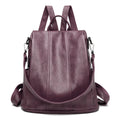 Purple Women's Anti-Theft Backpack Purse Soft Faux Leather Convertible Rucksack Shoulder Bag Large Capacity 31cm for Travel Work Daily Use