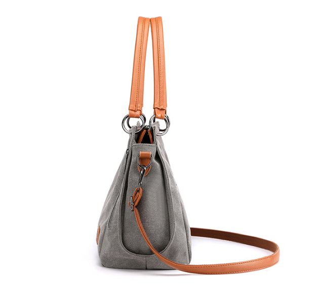 Black Women's Canvas Hobo Handbag Large Shoulder Tote Bag Adjustable Crossbody Strap Casual Purse 40cm for Work School Travel