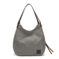 Grey Women's Canvas Hobo Handbag Multi-Compartment Shoulder Tote Bag Minimalist Casual Purse 30cm for Work Shopping & Travel