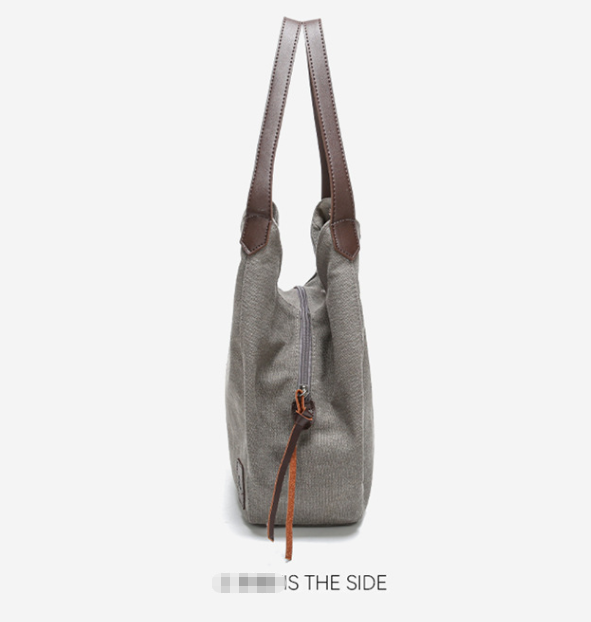 Grey Women's Canvas Hobo Handbag Multi-Compartment Shoulder Tote Bag Minimalist Casual Purse 30cm for Work Shopping & Travel