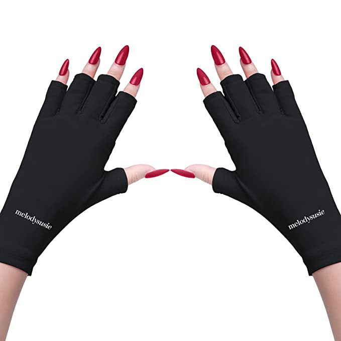 5-Pair Blue UV Protection Fingerless Gloves for Nail Art Curing and Cycling Sun Protection - Made of Nylon/Spandex, Manicure Hand Care
