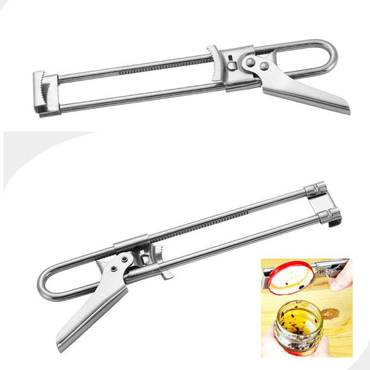 2-Pack Adjustable Stainless Steel Jar Opener and Bottle Cap Remover - Universal Lid Gripper for Sauces and Tough Jar Caps.