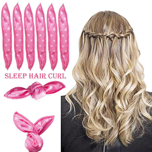 20-Pack Black Polka Dot Bow Sponge Hair Rollers Set - Soft Sleep Pillow Lazy No-Heat Curler for Heatless Loose Curls Hair Style