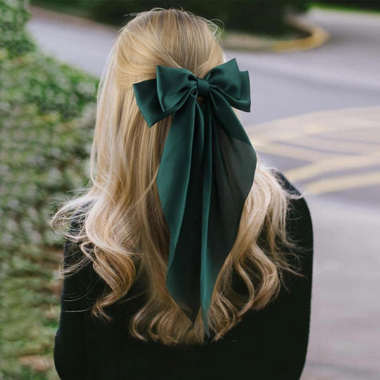 8-Color Set Luxury Satin Bow Hair Clips for Women - French Barrette Style, Sweet and Elegant Summer Hair Accessories
