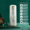 Green Deluxe 8-in-1 Travel Toiletry Set - Portable All-in-One Toothbrush Holder, Wash Cup, Towel and 2 * Refill Bottles for Travel & Camping