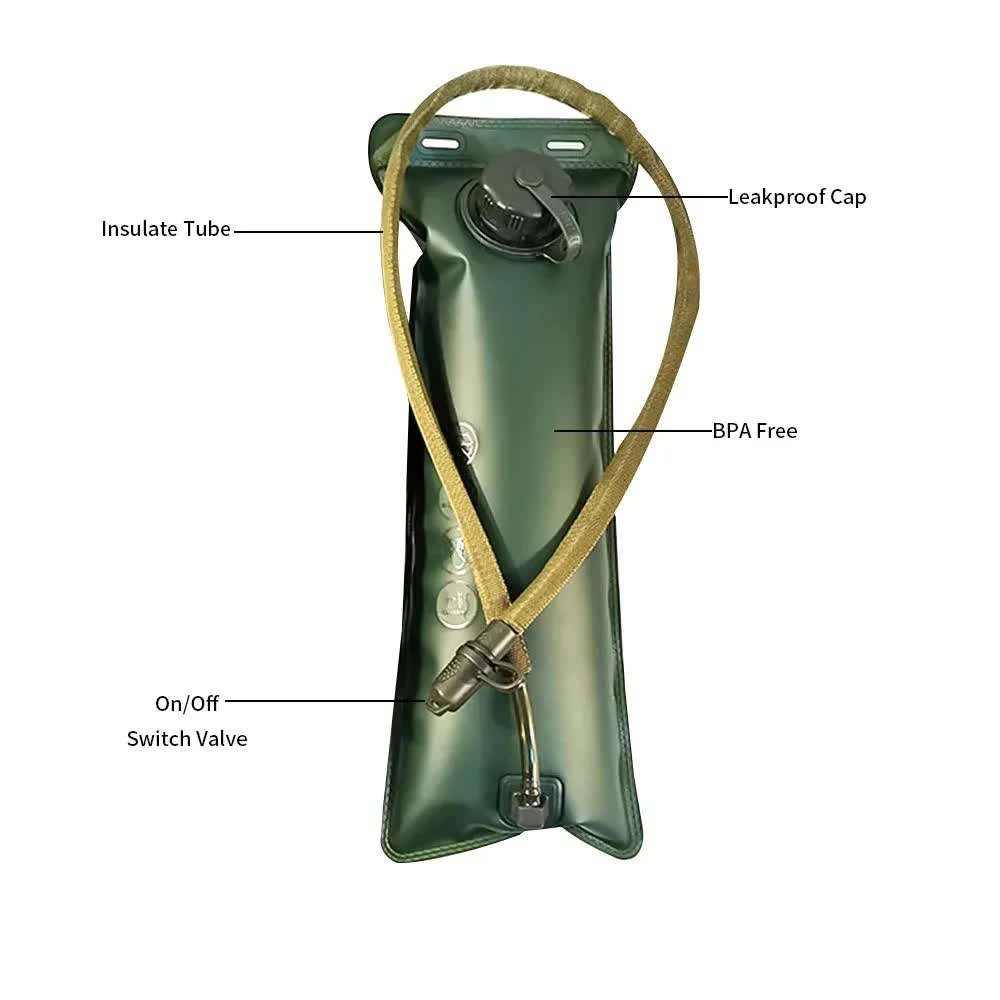 Outdoor Grey 2L Hydration Bladder for Running & Cycling - Eco-Friendly PEVA Material Water Reservoir Pack Insert with Bite Valve & 93CM Water Pipe