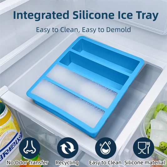 2-Packs Blue Flexible 4-Grid Silicone Long Ice Cube Tray with Lid - Easy Release Reusable Mold for Narrow Bottles & Cocktails