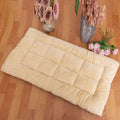 Superior Insulation Khaki Dual-Sided Pet Sleeping Mat(120X60CM) for Dogs & Cats - 3D Thickened Support & Durable Wavy Quilting, Reversible Lamb Velvet & Brushed Cotton Bed