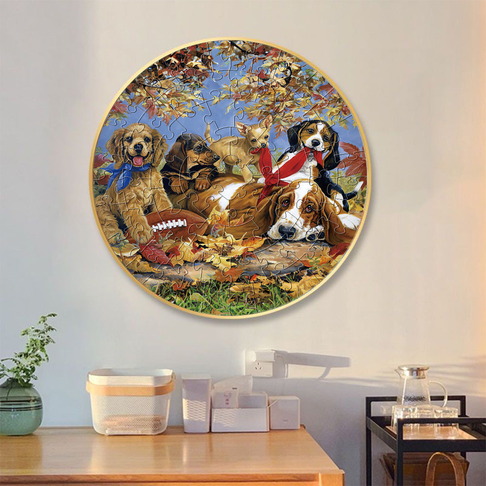 Dog Jigsaw puzzle Round Cardboard 70-Piece Jigsaw Puzzle - Educational Kids Puzzle Toy, Fun & Engaging.